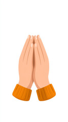 Minimalist prayer hands gesture on white background for spiritual or inspirational design