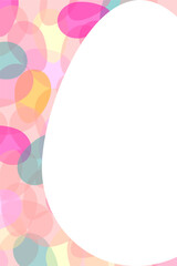 Vertical frame design featuring a large white oval space for text with an Easter egg pattern border.