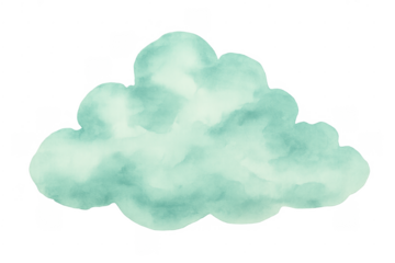 Teal watercolor cloud element with transparent background