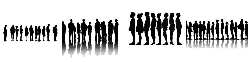 Human Silhouette People Group Illustration Representing Crowd, Teamwork, Diversity, Society, Business Community, Social Interaction and Professional Concept Design