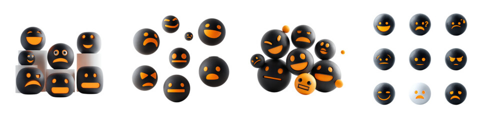 3D Emoji Faces Reaction Set with Various Facial Expressions Illustration for Emotions, User Interface Icons, Social Media Stickers, Messaging Apps and Digital Communication Design