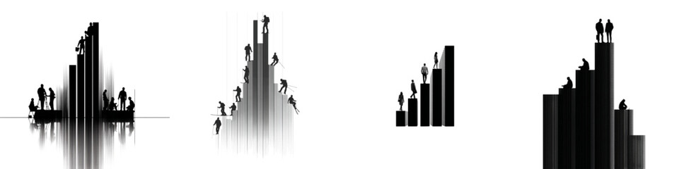 Abstract Data Analytics Bar Chart Silhouette Illustration Representing Business Growth, Statistics, Financial Analysis, Performance Metrics and Modern Infographic Visualization Concept