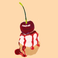 체리 드로잉 소품 빨간 과일 
