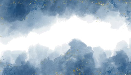 Modern abstract luxury pastel blue watercolor and gold brush stroke background for wedding, banner, or birthday card templates

