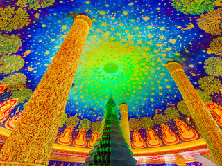 ワット・パークナム・パーシーチャルーンの生涯図　タイのバンコク