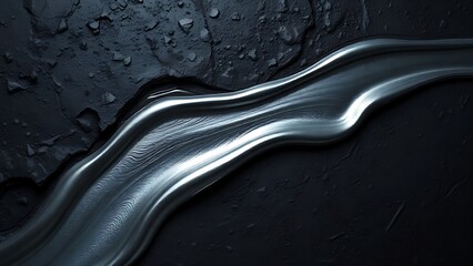 debater. A smooth stream of liquid metal flowing across a dark, rough surface. safety posters, maintenance manuals, designed for industrial assembly lines and welding operations, supports safety.