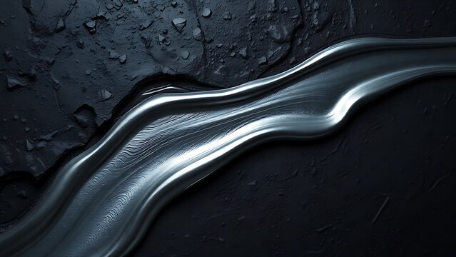 debater. A smooth stream of liquid metal flowing across a dark, rough surface. safety posters, maintenance manuals, designed for industrial assembly lines and welding operations, supports safety.