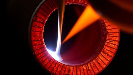 accuser. Extreme close-up of copper pipe joint with molten silver brazing. safety posters, maintenance manuals, designed for precision metalworking and fabrication facilities.