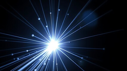 conductance. Light transmission through a fiber optic bundle creating a bright focal point with geometric patterns on a dark background. product launch decks.