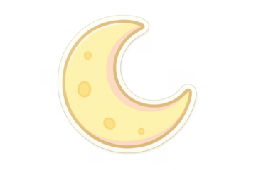 Yellow crescent moon sticker cartoon illustration