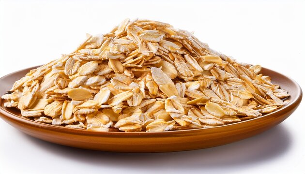 Rolled Oat Flakes Isolated On White Background Macro Shoot File Contains Clopping Paths
