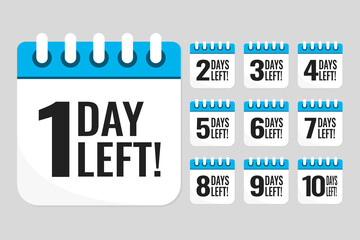 Countdown daily page calendar icon - 1 day left