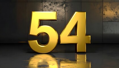 Gold number 54 with dark background