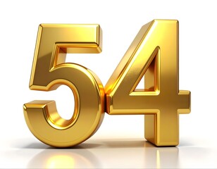Gold number 54 isolated on white