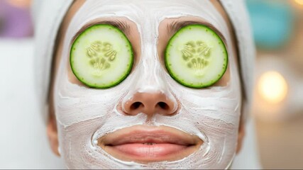 Relaxing spa experience with a refreshing facial and cucumber eye treatment