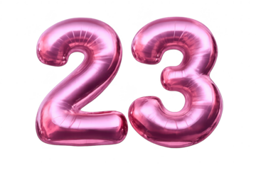 Pink Number 23 Balloons on a transparent background for design needs