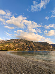 Naklejka premium beautiful landscape of a sandy beach on the sea