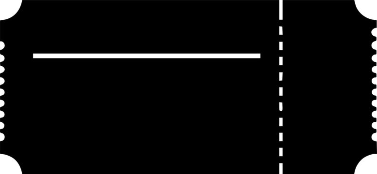 Simple vector illustration of a black ticket with a perforated line
