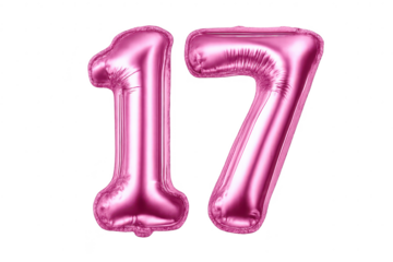 Seventeen Pink Balloon on a transparent background for your celebrations