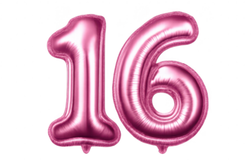 Sweet Sixteen Balloons on a transparent background for celebration