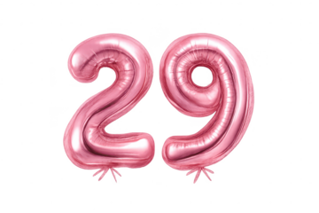 Number Twenty-Nine Pink Balloons with transparent background image.