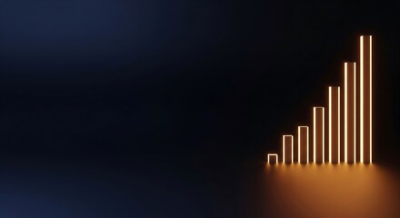 Abstract glowing light bars on dark background for business progress and education concept