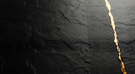 Abstract black stone and gold background 