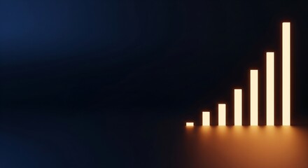 Abstract glowing light bars on dark background for business progress and education concept