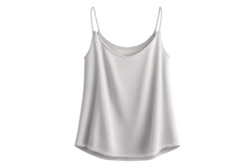 Sleeveless Top Tank, White Cami on transparent background, apparel item