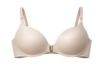 Beige bra, front closure, studio shot on transparent background vector.