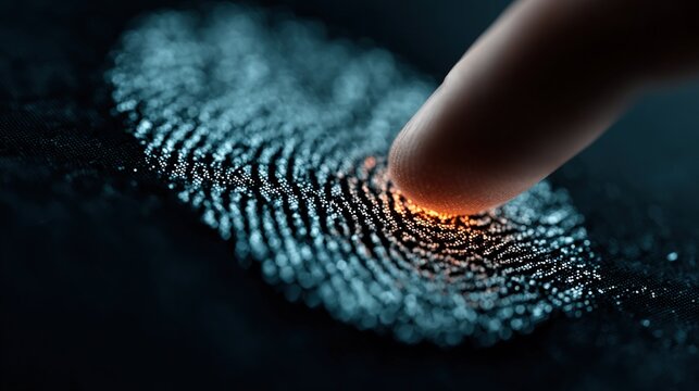 Finger scanning digital biometric fingerprint for data security - Powered by Adobe