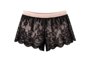 Lace shorts with ribbed waistband on transparent background image