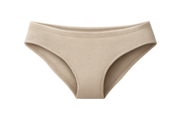 Beige panties close-up with transparent background isolated on black.