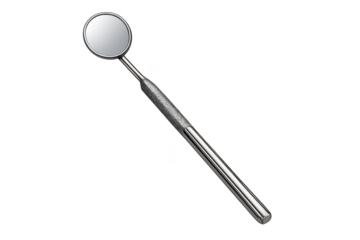 Dental mirror with transparent background perfect for your creative needs.