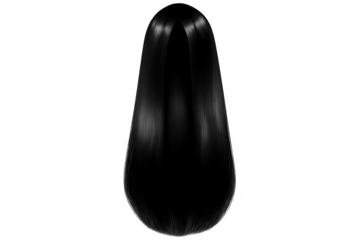 Long sleek black hair illustration on transparent background cutout