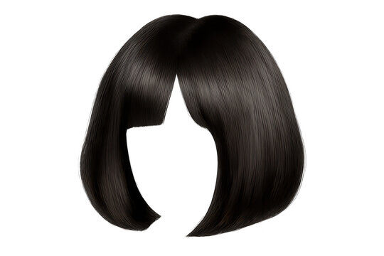 Sleek Brown Bob Wig on transparent background fashion hairstyle model