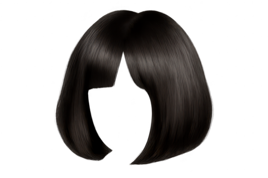 Sleek Brown Bob Wig on transparent background fashion hairstyle model - Powered by Adobe