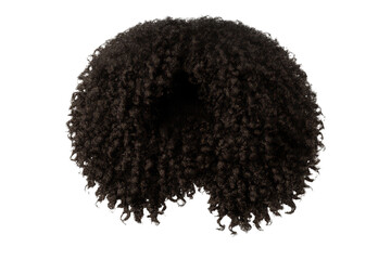 Round black faux fur rug on a transparent background for decoration.