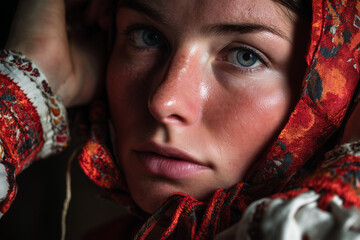 Portrait of a Young Woman Preserving Tradition Through Folk Costume