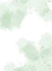 Modern abstract luxury green frame watercolor brush stroke background for wedding, birthday, or Christmas card invitation templates

