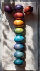 Painted Easter Eggs Arranged in a Row &mdash; Traditional Spring Decoration