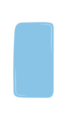 Fluid blue hand drawn shape forms a quote icon with organic blob outline. Rectangle speech textbox style with message background and subtle handdrawn look. Modern abstract communication element.