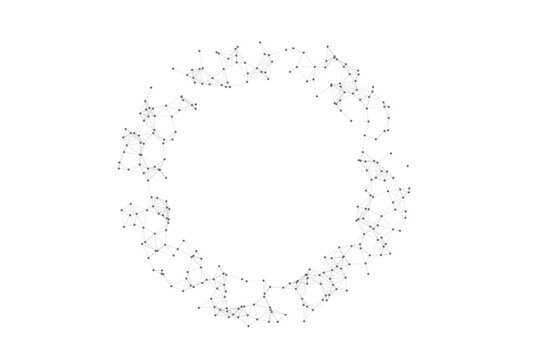 Abstract Plexus circle or ring. Dots connected by lines. Technology abstract background. Minimalist mesh backdrop. Abstract polygonal shape.