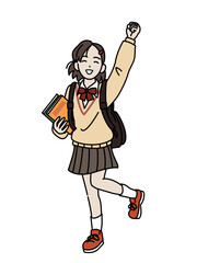 中高生、元気な女子生徒のイラスト