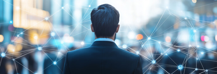 Businessman Connecting to Social Network