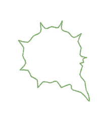 Fototapeta premium Chalk squiggle speech balloon outline in hand drawn green style. Chat bubble and dialog circle shape give space for message or textbox, ideal for playful communication background or quote.