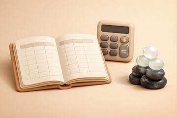Minimalist workspace with calculator and open planner symbolizing efficiency and organization in business planning and strategic operations enhancing productivity