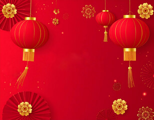 Chinese New Year Lanterns and Decorations Background.