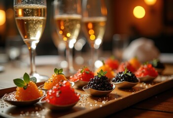 Opulent Caviar Service Extravagance Glamorous Setting Lavish Affair Touch of Elegance