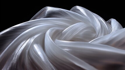 Elegant White Silk Fabric Flowing in Soft Curves on Black Background &ndash; Abstract Silk Texture for Luxury Decor, Fashion, and Design Projects